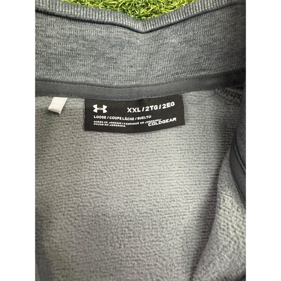 Under Armour Coldgear Storm Sweatshirt Mens‎ 2XL Heather Gray Logo Raglan Sleeve - Picture 9 of 10